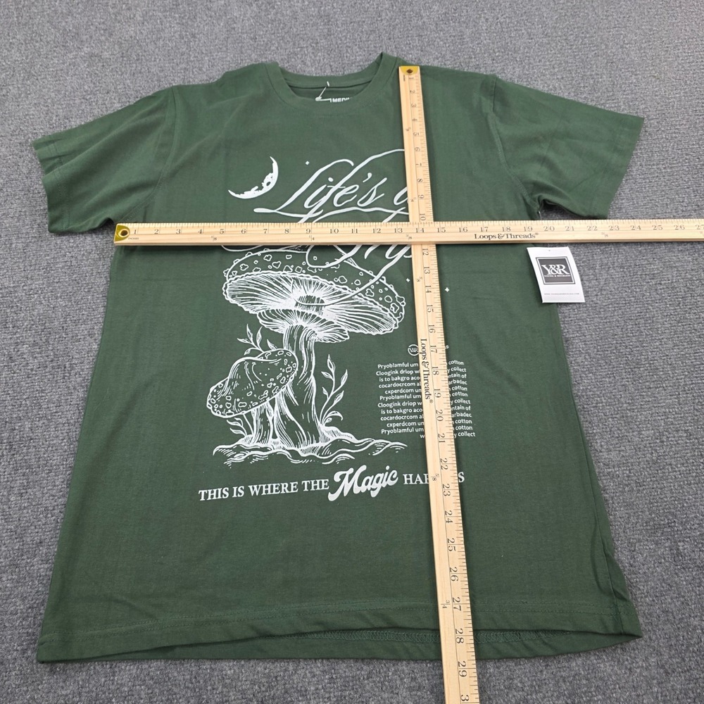 Young & Reckless Mens Graphic T-Shirt Mushroom Life's A Trip Green Medium - Picture 3 of 4